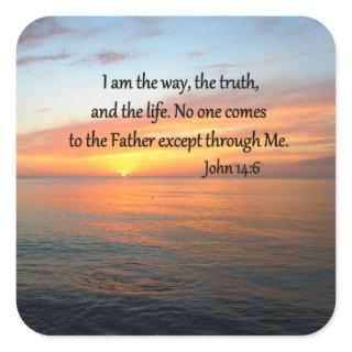 INSPIRING JOHN 14:6 SUNRISE PHOTO DESIGN SQUARE STICKER