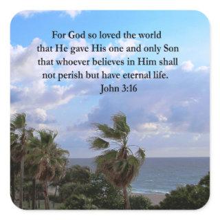 INSPIRING JOHN 3:16 PHOTO SQUARE STICKER