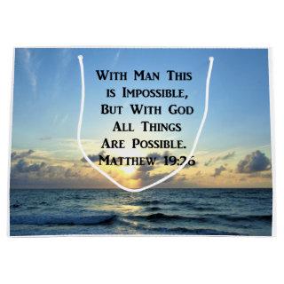 INSPIRING MATTHEW 19:26 SCRIPTURE PHOTO LARGE GIFT BAG