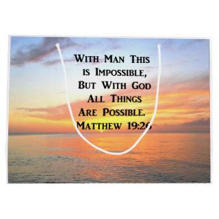 INSPIRING MATTHEW 19:26 SUNRISE PHOTO LARGE GIFT BAG