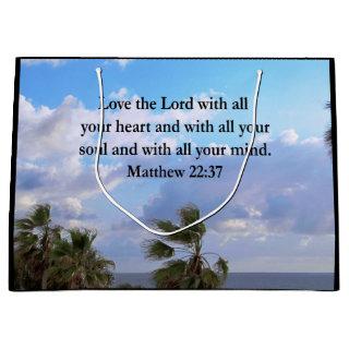 INSPIRING MATTHEW 22:37 SCRIPTURE VERSE LARGE GIFT BAG