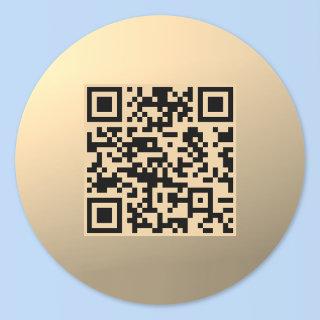 Instantly Editable QR code Template | Faux Gold Classic Round Sticker