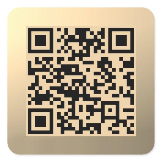 Instantly Editable QR code Template | Faux Gold Square Sticker
