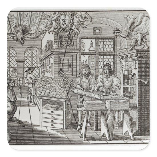 Interior of a printing works in Nuremberg Square Sticker
