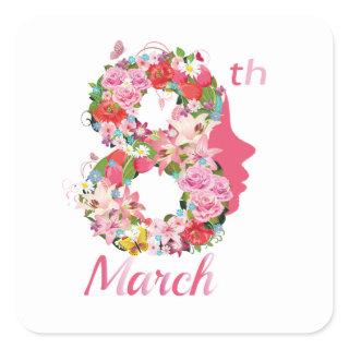 international women's day happy women's day 8 2025 square sticker