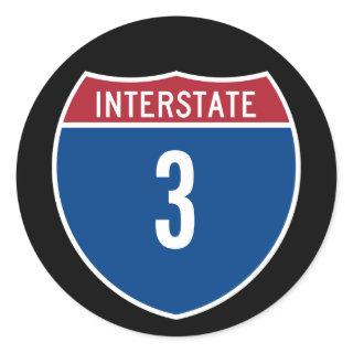 Interstate 3 classic round sticker