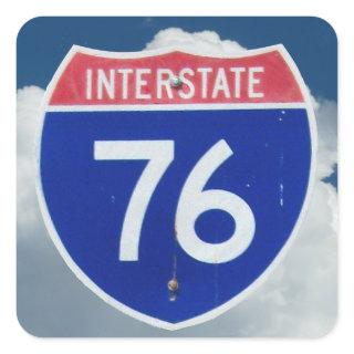 Interstate 76 Highway Sign, Shield Square Sticker