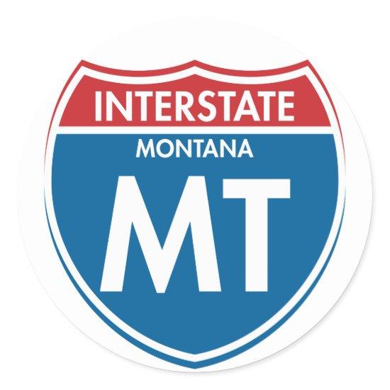 Interstate Montana MT Classic Round Sticker
