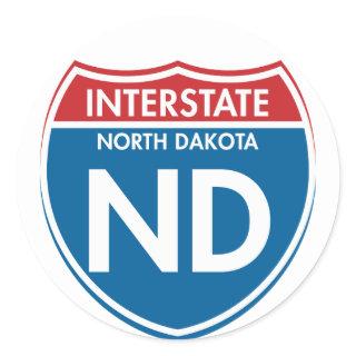 Interstate North Dakota ND Classic Round Sticker