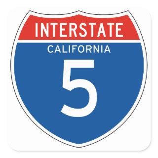 Interstate Sign 5 - California Square Sticker