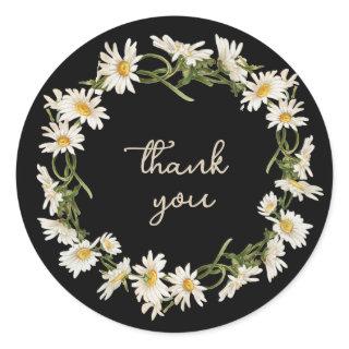Intertwined Daisy Wreath with Custom Message  Classic Round Sticker