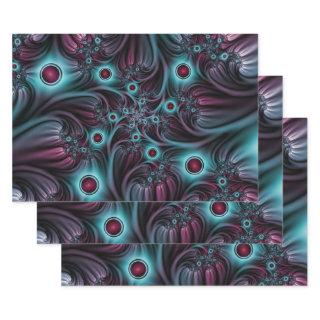 Into the Depth Blue Pink Abstract Fractal Art  Sheets