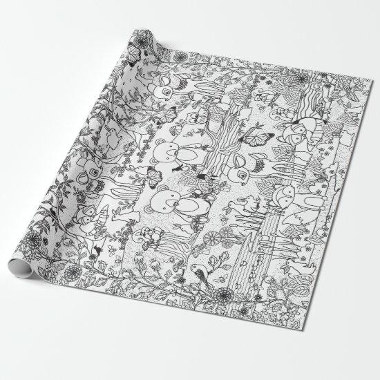 Into the Woods Woodland Animal Ready to Color Wrap