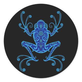 Intricate Blue and Black Tree Frog Classic Round Sticker