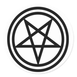 Inverted Black Pentagram Classic Round Sticker
