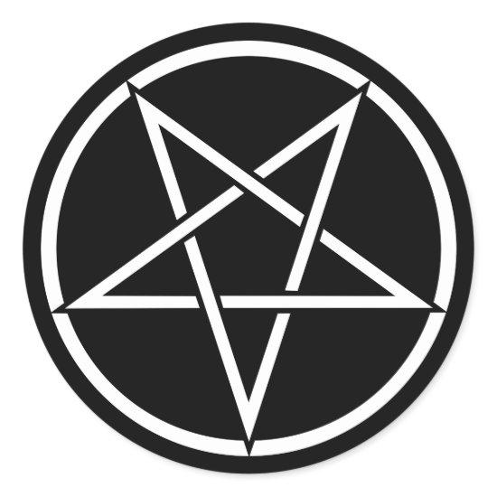 Inverted pentagram (background color customizable) classic round sticker