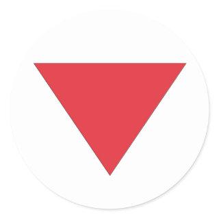 Inverted Red Triangle Classic Round Sticker