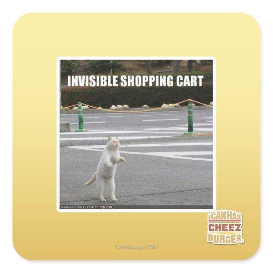 INVISIBLE SHOPPING CART SQUARE STICKER