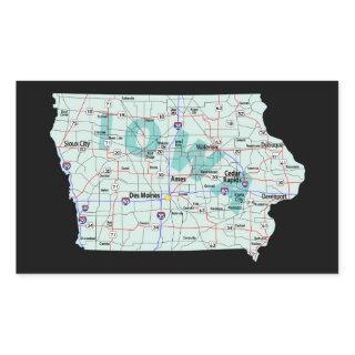 Iowa Interstate Map Rectangular Sticker