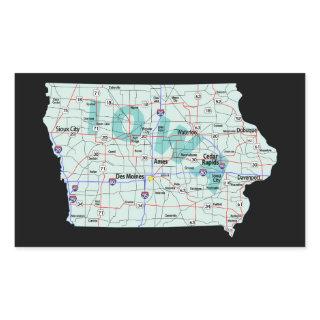 Iowa Interstate Map Rectangular Sticker