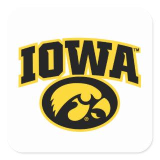 Iowa Logotype with Hawkeye Square Sticker