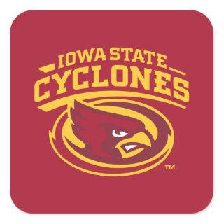 Iowa State Cyclones | Arched Mascot Logo Square Sticker