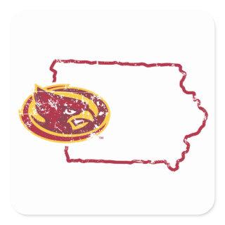 Iowa State Logo Distressed Square Sticker