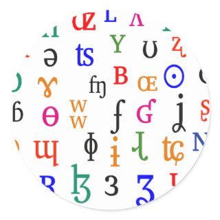 IPA characters Classic Round Sticker