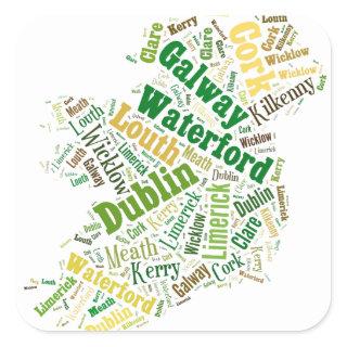 Ireland Cities Word Art Square Sticker