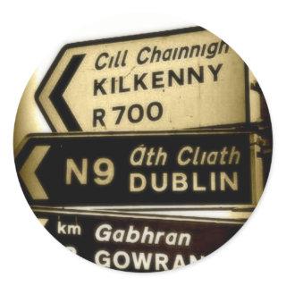 Ireland Roadside Signs Classic Round Sticker