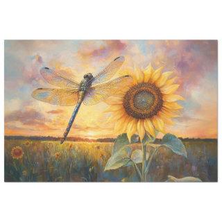Iridescent Dragonfly Rustic Sunflower Decoupage Tissue Paper