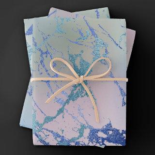Iridescent Marble | Holographic Dusty Blue Pink  Sheets