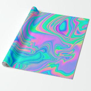 Iridescent marbled holographic texture in vibrant