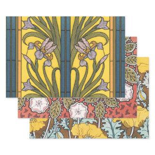 Iris Flower Art Nouveau Stained Glass Blue Gold  Sheets