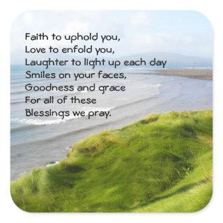 Irish Coastline Blessing Prayer  Square Sticker