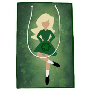 Irish Dancer with Blond Hair | Green Clovers Dance Medium Gift Bag