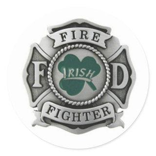 Irish Firefighter Badge Classic Round Sticker