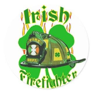 Irish firefighter classic round sticker