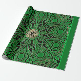 irish Green Celtic Triskele Mandala