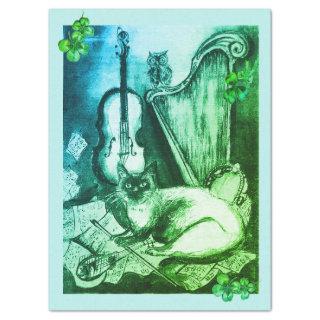 Irish Harp and St.Patrick's Day Cat Making Music Tissue Paper