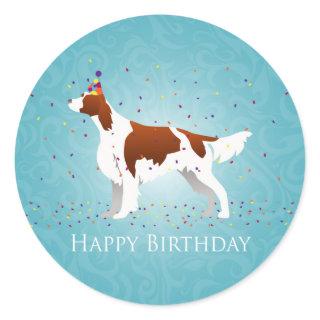 Irish Red and White Birthday Design Classic Round Sticker