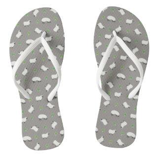 Irish Shamrock and Sheep Pattern Flip Flops