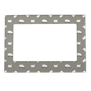 Irish Shamrock and Sheep Pattern Magnetic Frame