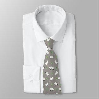 Irish Shamrock and Sheep Pattern Neck Tie