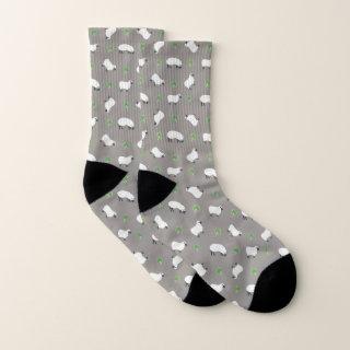 Irish Shamrock and Sheep Pattern Socks