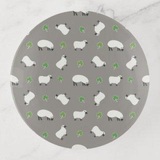Irish Shamrock and Sheep Pattern Trinket Tray