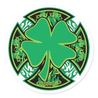 Irish Shamrock Cross Classic Round Sticker