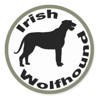 Irish Wolfhound Circle Border Classic Round Sticker