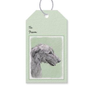 Irish Wolfhound Painting - Cute Original Dog Art Gift Tags
