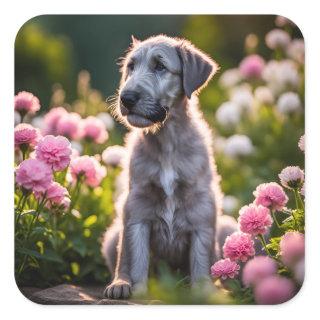 Irish Wolfhound puppy dog cute  Square Sticker
